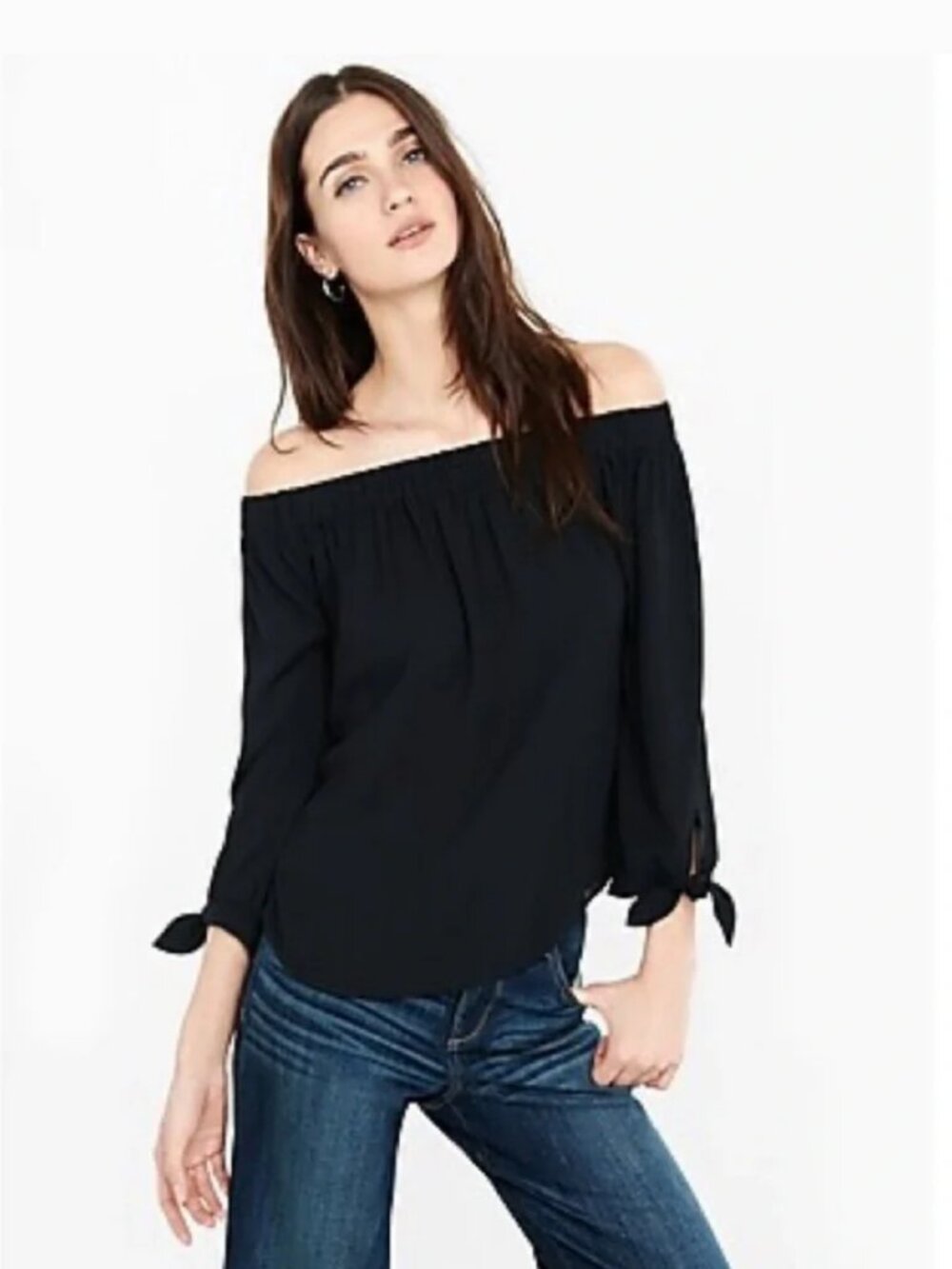 Vintage Y2K Express Off-Shoulder Tie Sleeve Top | Size S